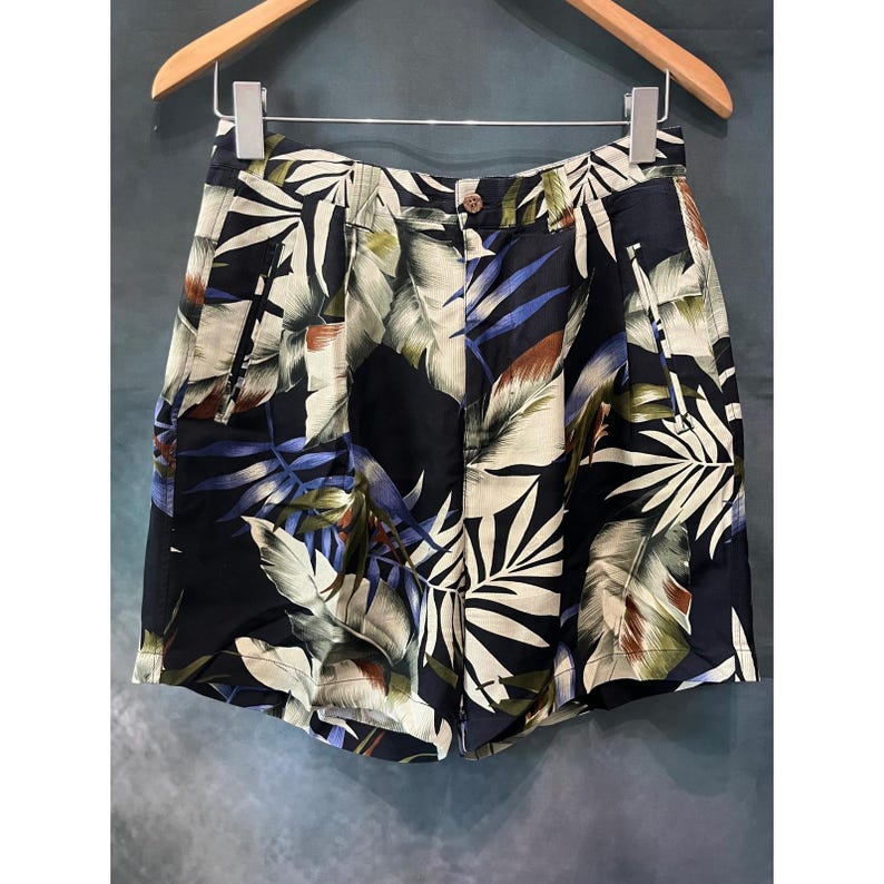 Vintage Tommy Bahama 100% Silk Tropical Floral Shorts Womens Size 10 Y2K Resort 画像 1