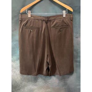 Tommy Bahama Mens 36 Brown 100% Silk Double Pleated Chino Shorts Solid Luxury 画像 2