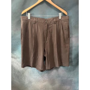Tommy Bahama Mens 36 Brown 100% Silk Double Pleated Chino Shorts Solid Luxury 画像 1