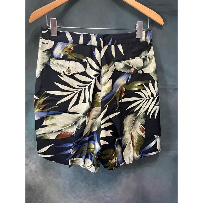 Vintage Tommy Bahama 100% Silk Tropical Floral Shorts Womens Size 10 Y2K Resort 画像 2