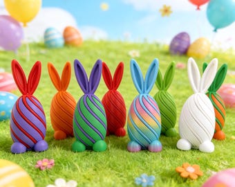 Easter Bunny Egg Fidget Toy, 3D Printed Passthrough Fidget, Colorful Bunny Ear Egg Toy, Cute Easter Gift, Desk Stress Reliever