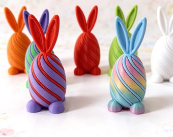 3D Printed Bunny Egg Fidget Toy, Easter Bunny Ear Passthrough Fidget, Cute Desk Toy, Easter Basket Stuffer, Stress Relief Toy