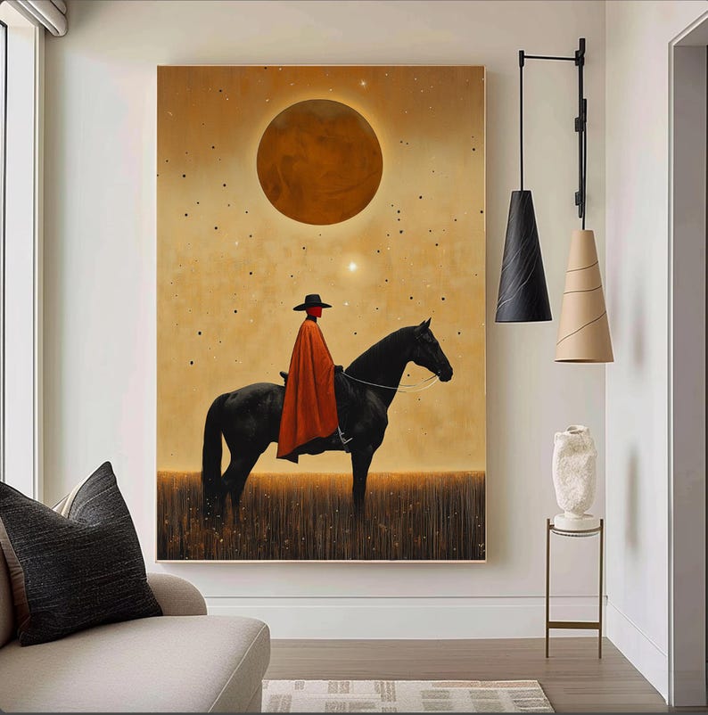Hand-painted Cowboy Oil Painting | Original Western Wall Art | Textured ...