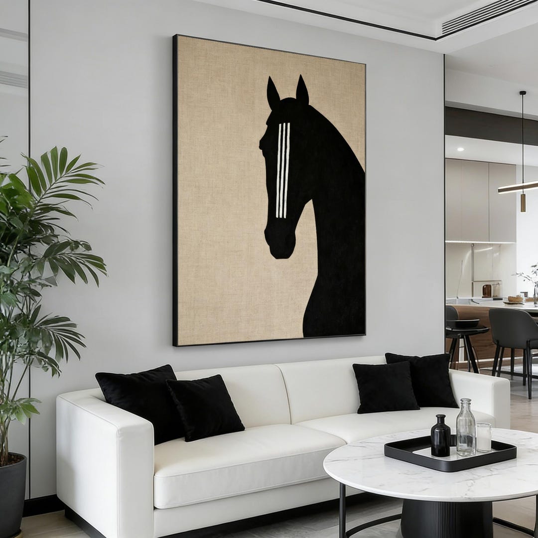 Black White Minimalist Abstract Wall Art - Modern Living Room Canvas - Etsy