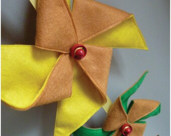 Pinwheel Mobile/Wall Hanging  Yellow and Green