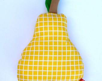 1 Yellow Pear Pillow! Geometric, baby pillow, play pillow, room decor, kids room, pretend, pear, modern kid, food pillow