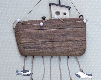 Décoration murale nautique en bois à suspendre pour bateau et poisson