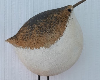 Décoration d'oiseau louche en bois faite main : oiseau de rivage stylisé