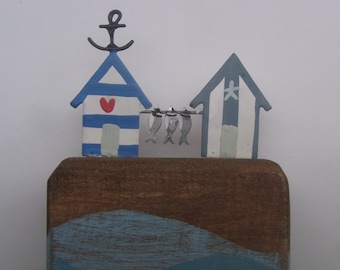 Little Beach Huts With Fish Decoration Seaside Beach Huts  Beach Hut Decoration Seaside Holidays Beach Huts  Harbour Scene