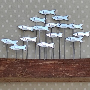 Little Shoal Of Silver Fish On Wood Fish Decoration Shoal Of Fish Sprats Sardine Decoration image 5