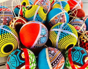 African Christmas Ornaments - 4 PC Kente Ornaments - Handmade Ornaments for Kwanzaa Year Round, African Print Ornaments, CHRISTMAS Gift SALE