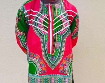 Abbigliamento africano, verde/rosa Dashiki, camicie di dashiki African, uomini Dashiki, abbigliamento africano, gli uomini di su misura dashiki, moda africana,