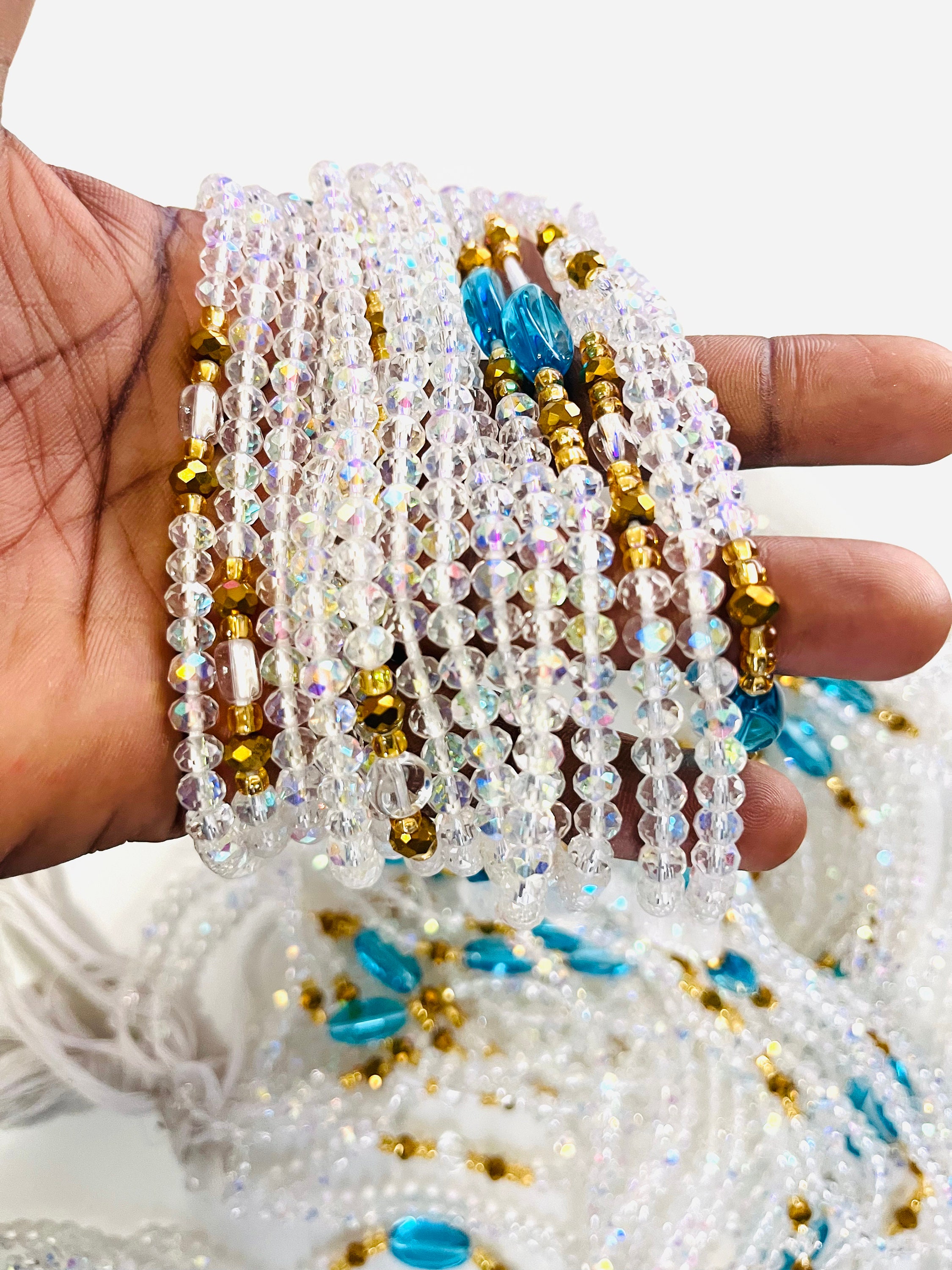 Ghana made crystal waist bead set- 5 pieces by riasjhub - Waist chain , -  Afrikrea