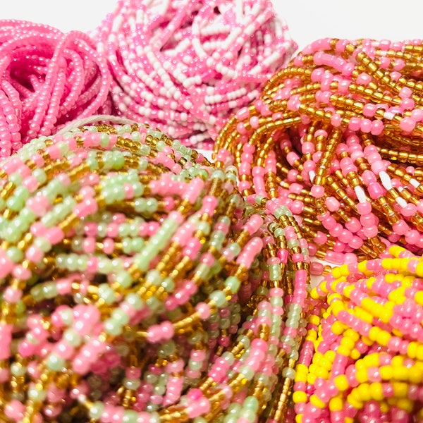 Pink Waist Beads tie-on, Women Waist beads with Crystal, Waist Beads tie-on, Waist Beads Black Owned, Waist Beads for Weight Loss
