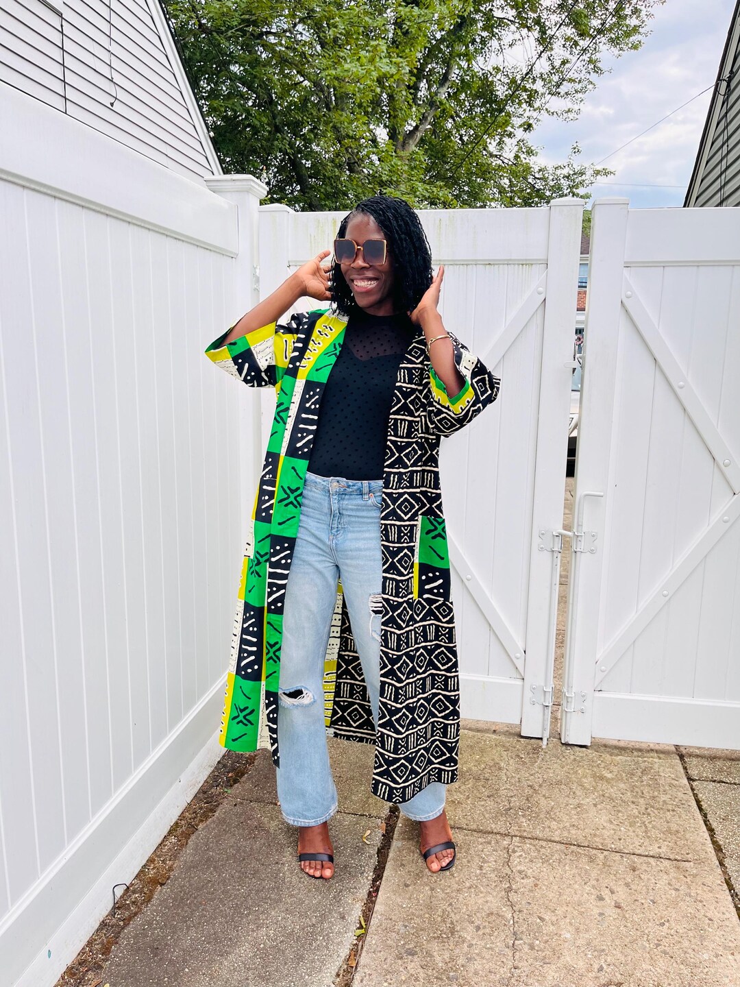 African Print Kimono Set