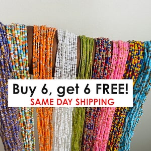 SALE Juneteenth, Buy 6 get 6 FREE Tie On Waist Beads, Waist Beads, Waist weight loss, Africa Waist Beads, Length 45”-50”. FAST Delivery