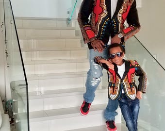 Afrikanische Kleidung, Ankara Vater und Sohn Blazer, afrikanische Jacke, Herren Blazer / Jacke, afrikanischer Herrenanzug / Blazer, afrikanische Mode, Herrenjacke