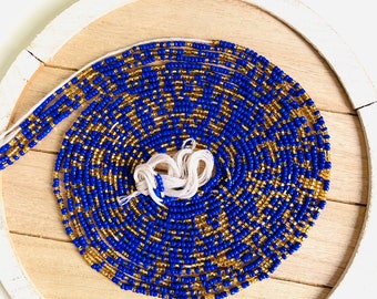 Waist Beads - Blue, Waist Beads tie-on, Waist Beads Black Owned, African Waist Beads, Waist beads for Weight Loss, Waistbeads FAST SHIPPING