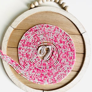 PINK-White Waist Beads for women, Waist Beads tie-on, Waist Beads Black Owned, African Waist Beads for Weight Loss, FAST SHIPPING