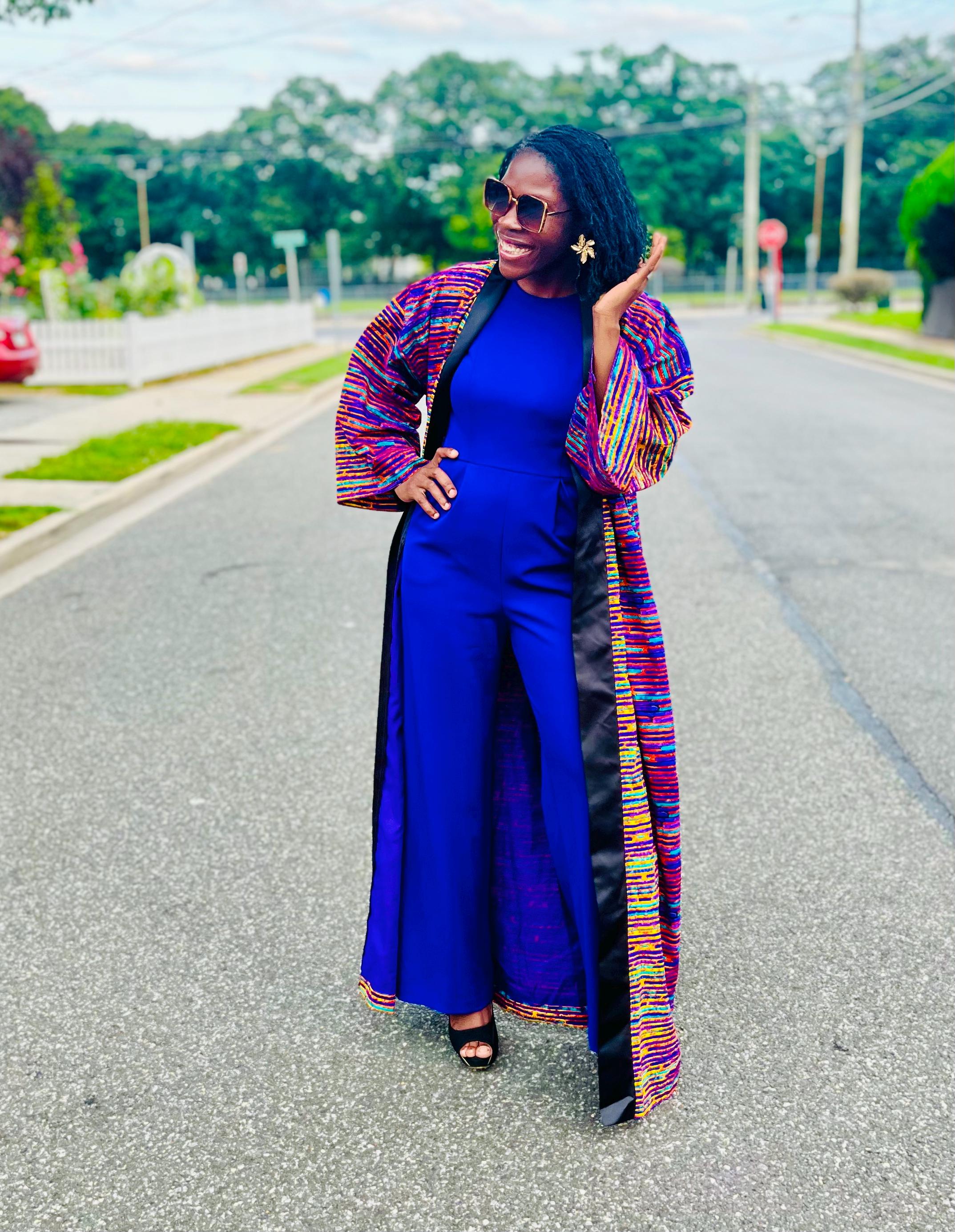 RED Long Wide Ankara Kimono, African Kimono, African Kimono Jacket