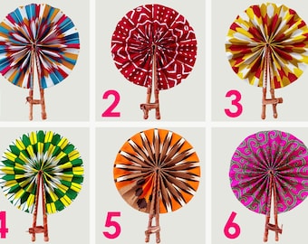 Afrikanischer Handfächer, Afrikanischer Fächer, Fächer Ankara Druck, Afrikanischer Druck Fächer mit Ledergriffen, Ghana Kente Fächer, handgemachter Fächer, WEIHNACHTSVERKAUF!!!