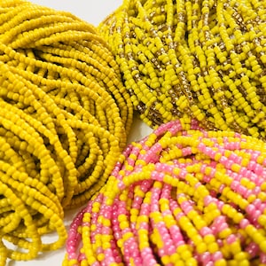 Yellow-Pink Waist Beads tie on for women, Waist Beads tie-on, Waist Beads Black Owned, African Waist Beads for Weight Loss, FAST SHIPPING
