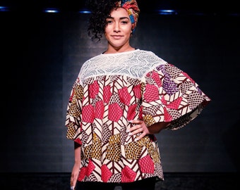 QUISTA Ankara Top, African Fabric, Ankara Spring Top; Top; African Fabric Top, Winter Coat, African Winter Jacket;
