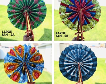 African Print Hand fan, Africa fan, Ankara print, African print fans with leather handles, Ghana Kente fan, handmade fan, Beach fold fan