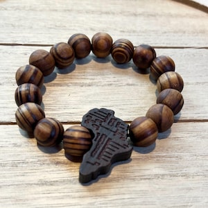 Holzarmbänder • Braune Karte von Afrika • Naturschmuck • Geschenk für Sie / Ihn, WEIHNACHTSGESCHENK, AUSVERKAUF!!