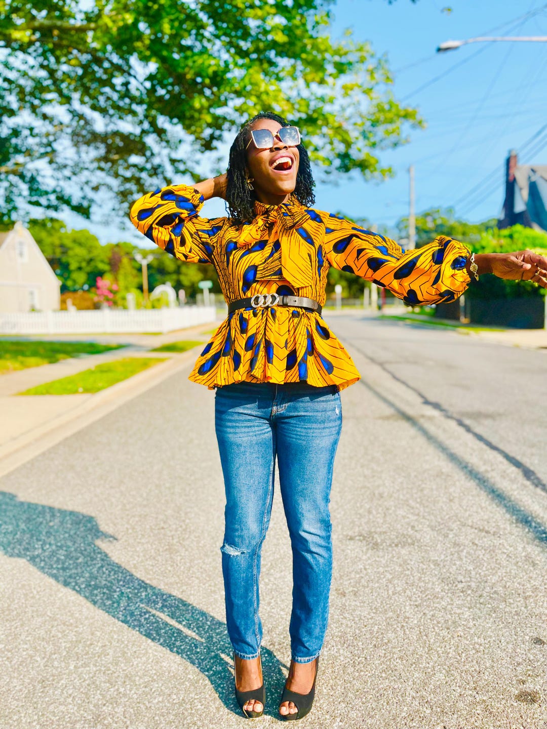 Round Neck Peplum Top in Sudan