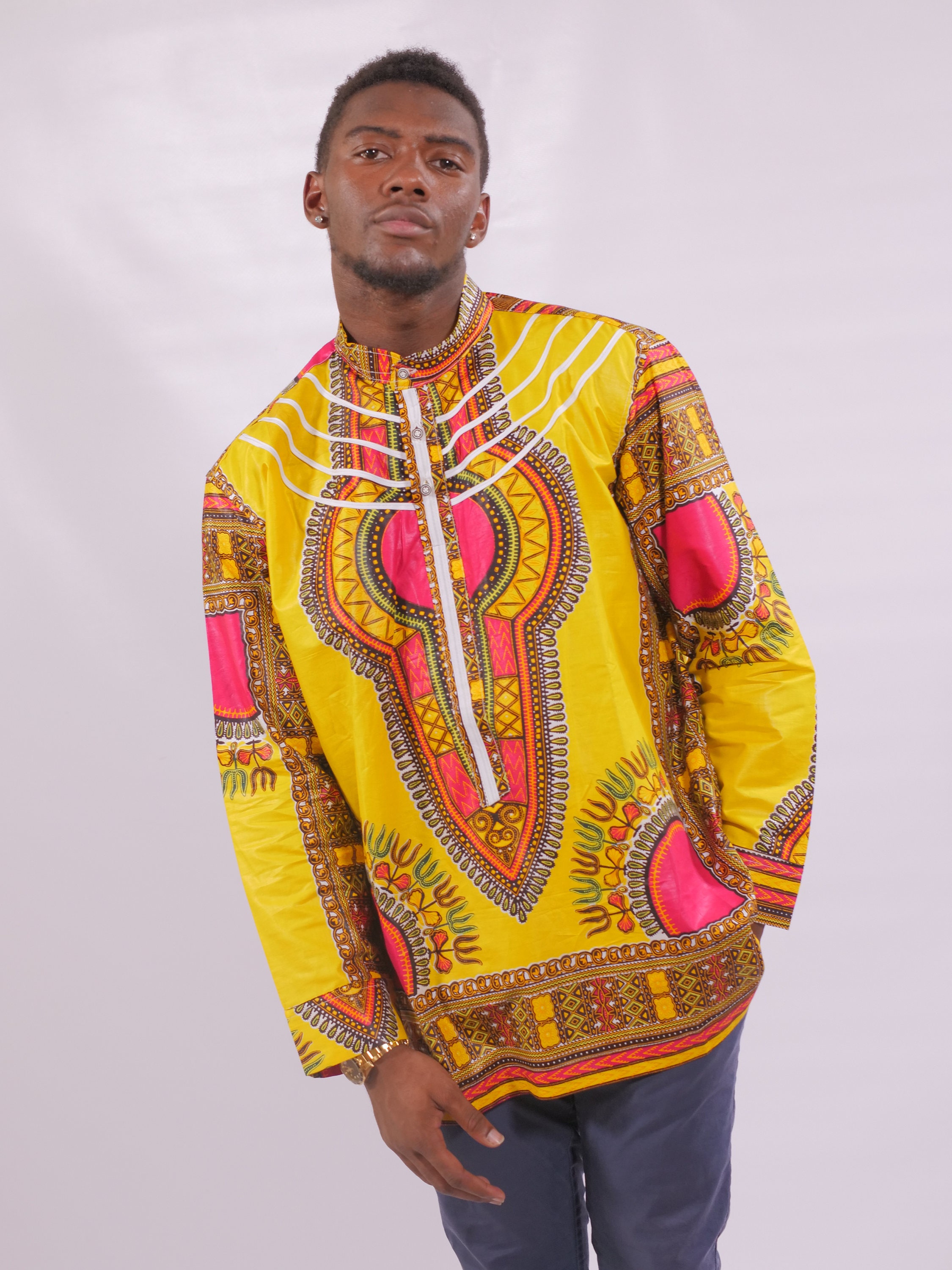 African clothing Yellow Dashiki For Men's African | Etsy