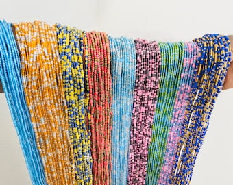 Threaded TIE On Waist Beads, Waist Beads, Waist Beads for weight loss, Africa Waist Beads, Length 45”-50” . FAST Delivery