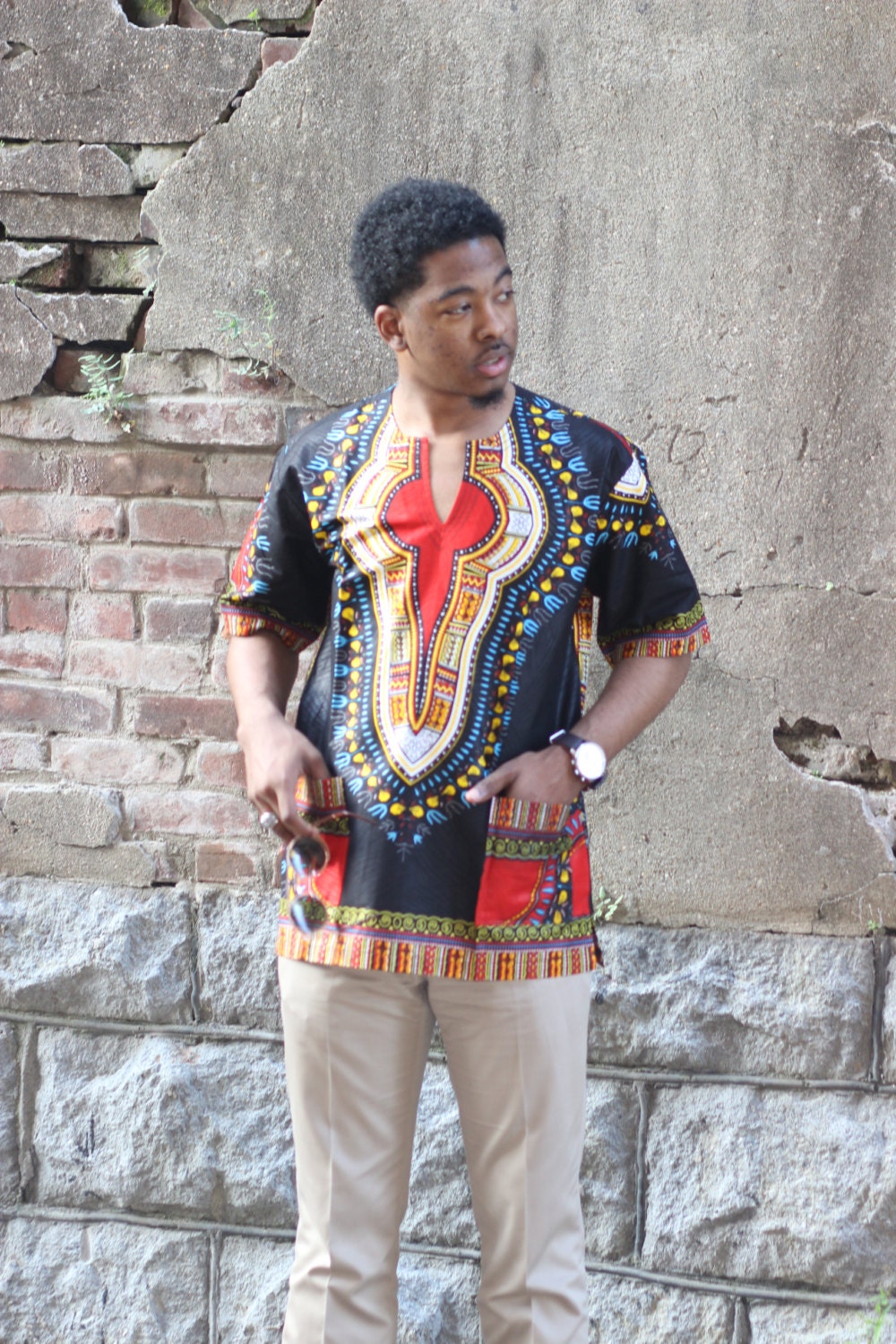 African Clothing Black Dashiki for Men 