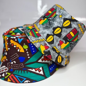 African Ankara wax print cotton and denim reversible festival party picnic sunhat bucket hat, CHRISTMAS GIFT, SALE!!