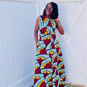African Dress, AFRICAN PRINT maxi front zip dress, Maxi dress, long dress, african print dress, ankara dress, Christmas Sale!!!