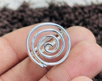 Handmade ring for Women, Unique Spiral Swirl band ring, Sterling Silver Statement jewel