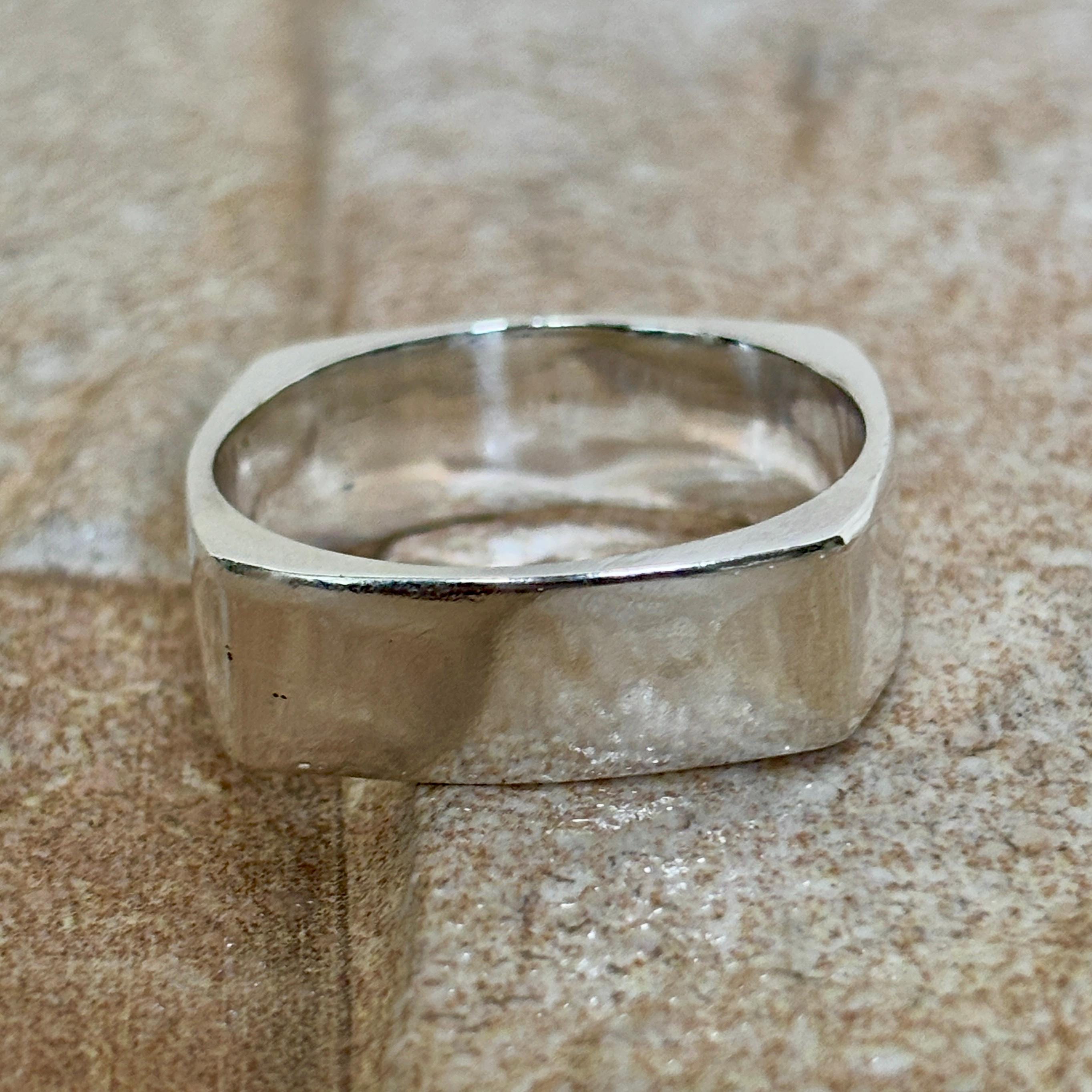 Handmade Sterling Silver Square Ring - Minimalist Geometric Band for Men & Women