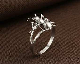Sterling Silver Ant Ring, Nature Inspired Insect Jewelry, Minimalist Bug Ring, Unique Animal Statement Ring, Handmade Silver Gift
