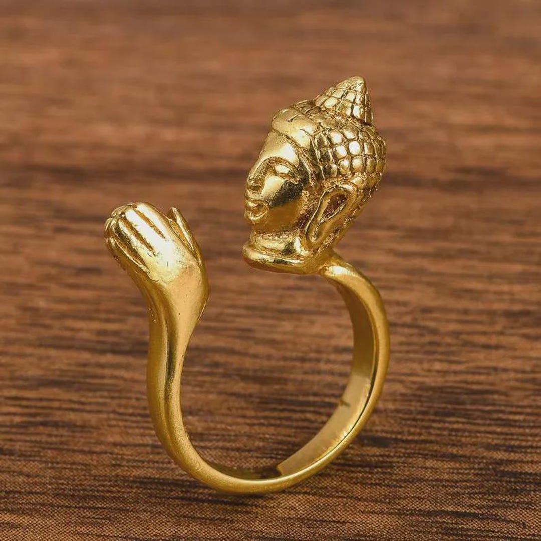 Gold Buddha Ring – Spiritual Meditation Jewelry | Adjustable Buddha ...