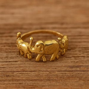 Gold Elephant Ring • Cute Animal Ring for Women • Elephant Jewelry Gift • Boho Stacking Ring • Lucky Elephant Band • Gold Plated