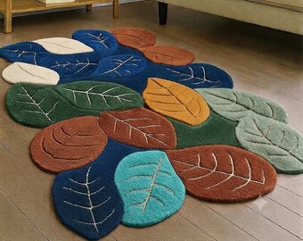 Retro Irregular Shape Rug – Handmade Wool Carpet for Living Room decore home