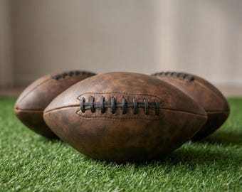 Custom Engraved Vintage Leather Rugby Ball | Anniversary Sports Keepsake