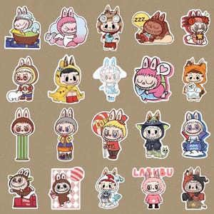 160Pcs LABUBU Stickers, Cute Cartoon Vinyl Decals, Kawaii Aesthetic Stickers Pack, Waterproof Laptop Water Bottle Phone Scrapbook DIY