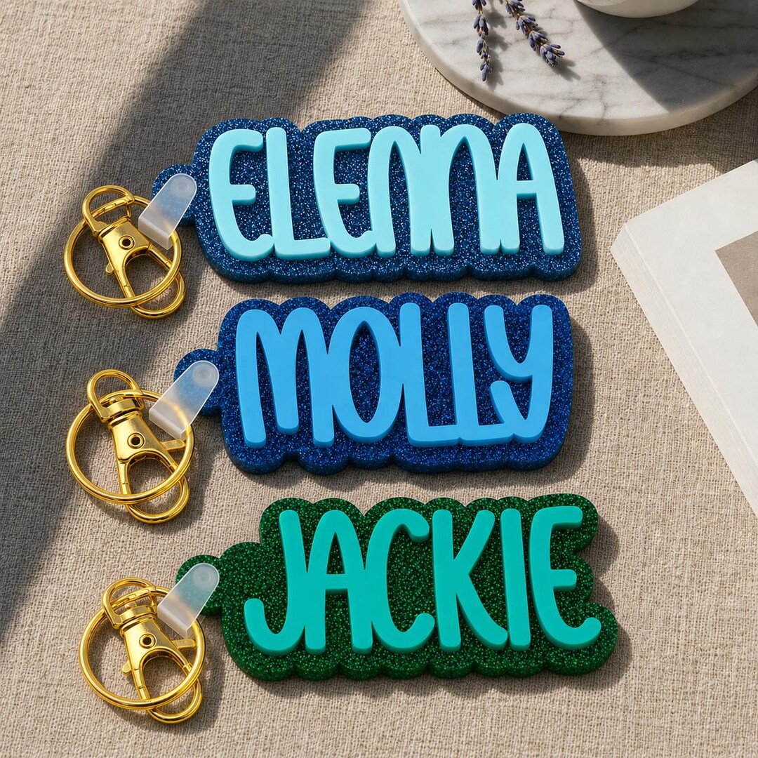 Personalized Acrylic Name Key Chain, Acrylic Name Tag, Diaper Bag Charm ...