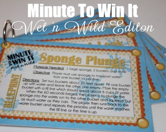 Minute To Win It Wet 'n Wild Edition Printable - Family Game Night, Classroom Party Fun Summertime INSTANT DOWNLOAD
