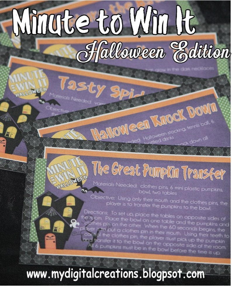 Minute To Win It Halloween Edition PRINTABLE Family Game Night Classroom Halloween Party INSTANT DOWNLOAD image 4