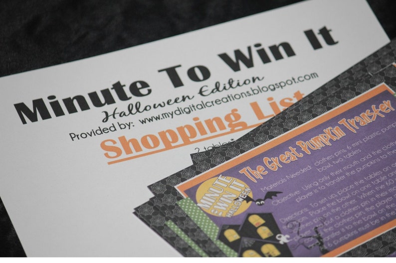 Minute To Win It Halloween Edition PRINTABLE Family Game Night Classroom Halloween Party INSTANT DOWNLOAD image 5