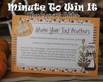 Minute To Win It Thanksgiving Edition imprimable - Family Game Night, Classroom Party Thanksgiving Party TÉLÉCHARGEMENT INSTANTANÉ