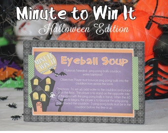 Minute To Win It Halloween Edition PRINTABLE | Family Game Night | Classroom Halloween Party - INSTANT DOWNLOAD