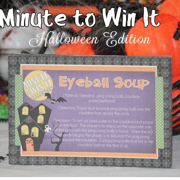 Minute To Win It Halloween Edition PRINTABLE | Family Game Night | Classroom Halloween Party - INSTANT DOWNLOAD